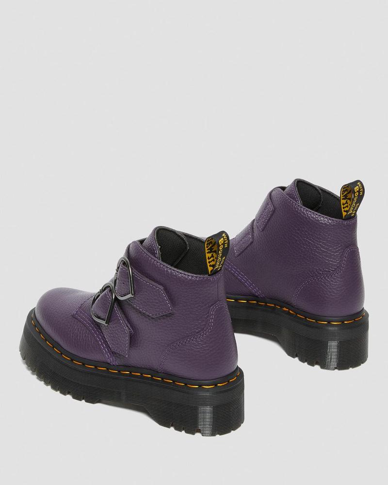 Purple Women's Dr Martens Devon Heart Leather Platform Boots | CA 236AHK